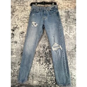 Levi's 501 Premium Light Wash Distressed Button Fly Jeans Womens Size 26x278